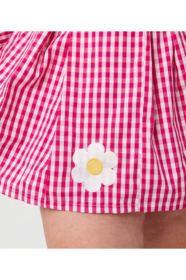 Plus Size Pleated Skirted Romper, Alternate, color, Pink Gingham