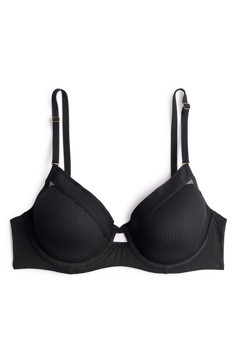 Hanky Panky Underwire Lined Mesh Plunge Bra, Alternate, color, Black