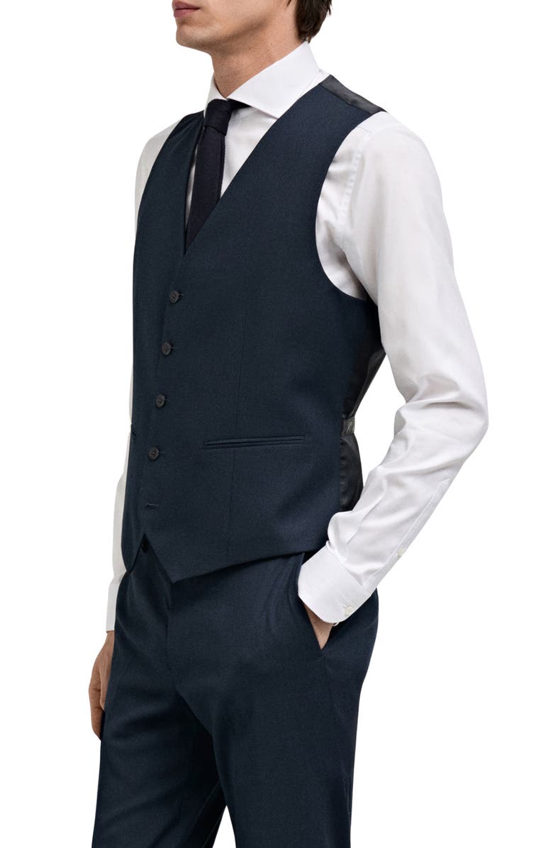 MANGO Slim Fit Navy Stretch Suit Vest, Alternate, color, Dark Navy