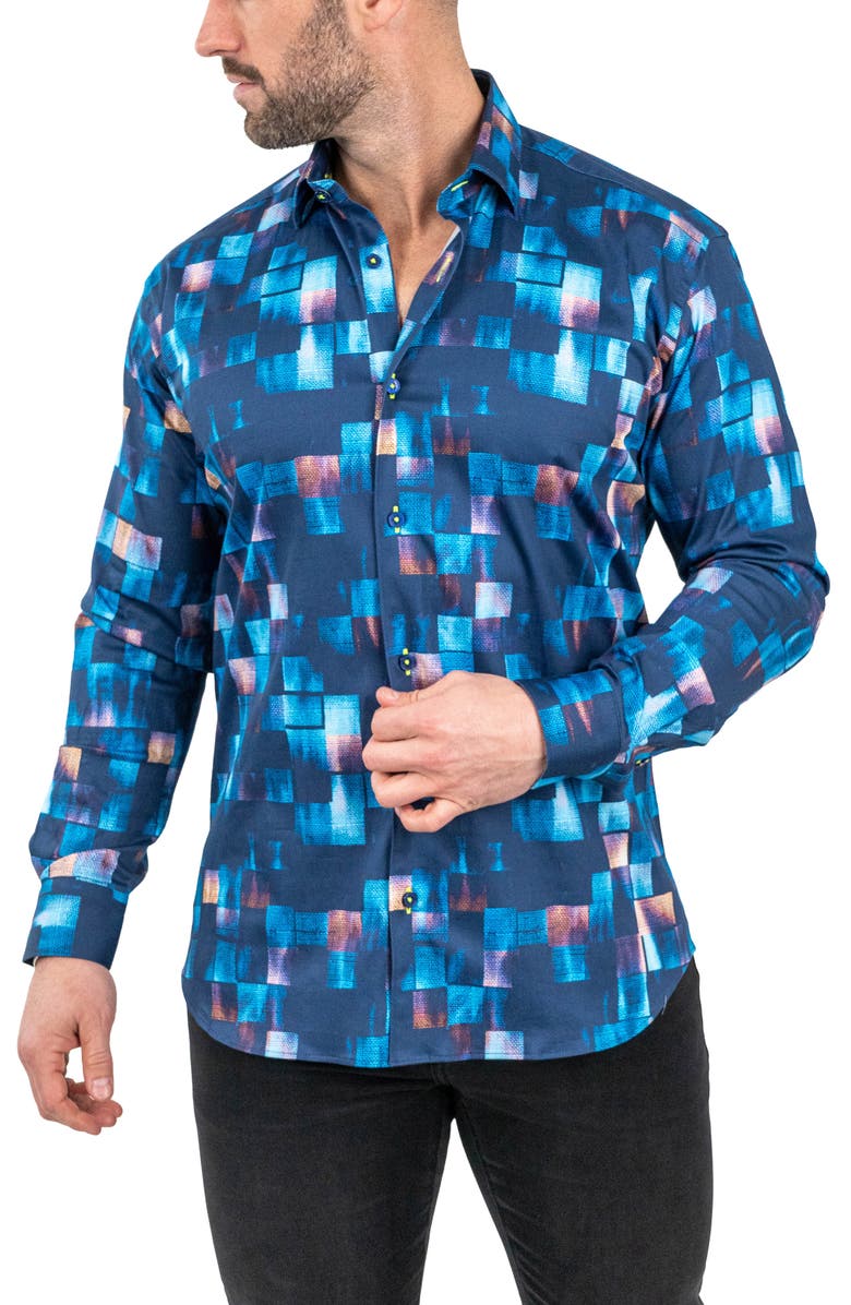 Maceoo Fibonacci Sensored Contemporary Fit Button-Up Shirt, Alternate, color, Blue