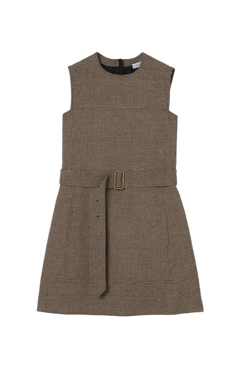 Burberry Check Wool Linen Blend Dress, Alternate, color, Soap Beige/Brown