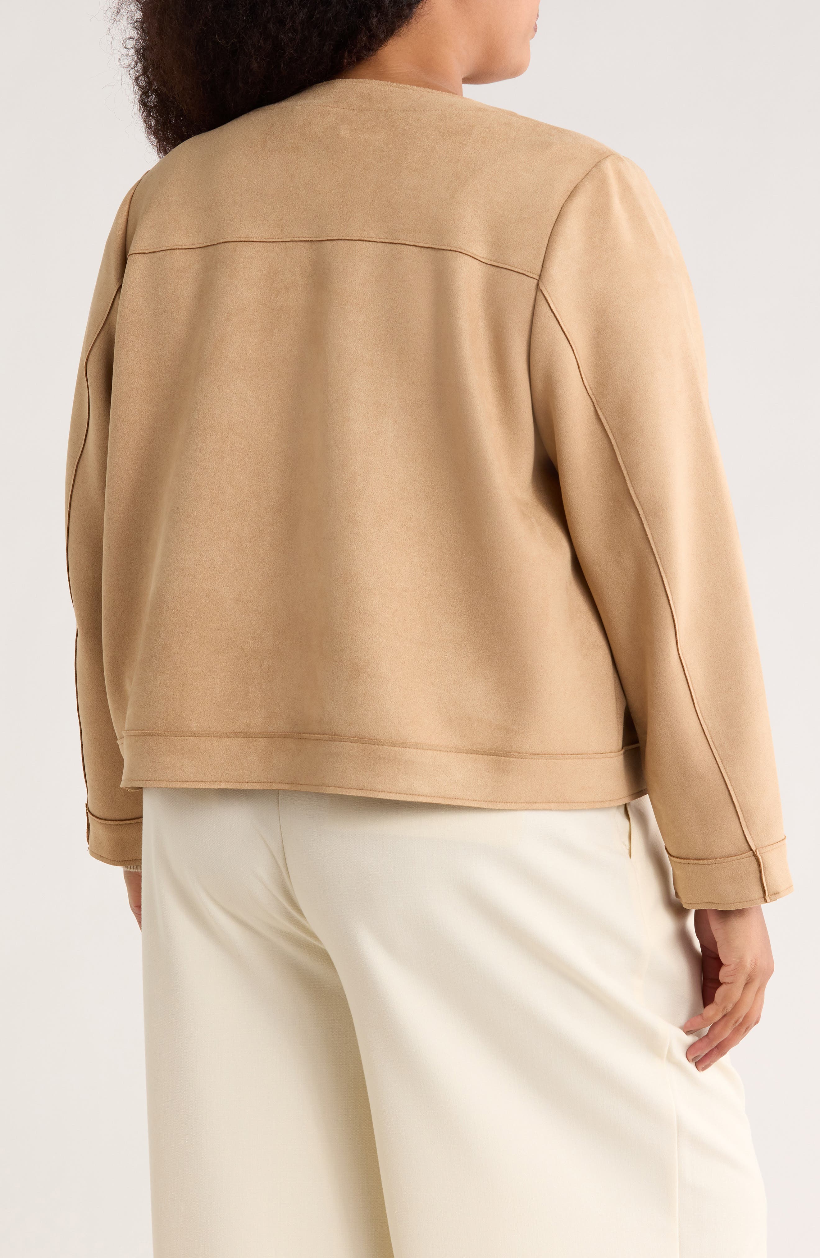 Buttoned Faux Suede Jacket - image 2