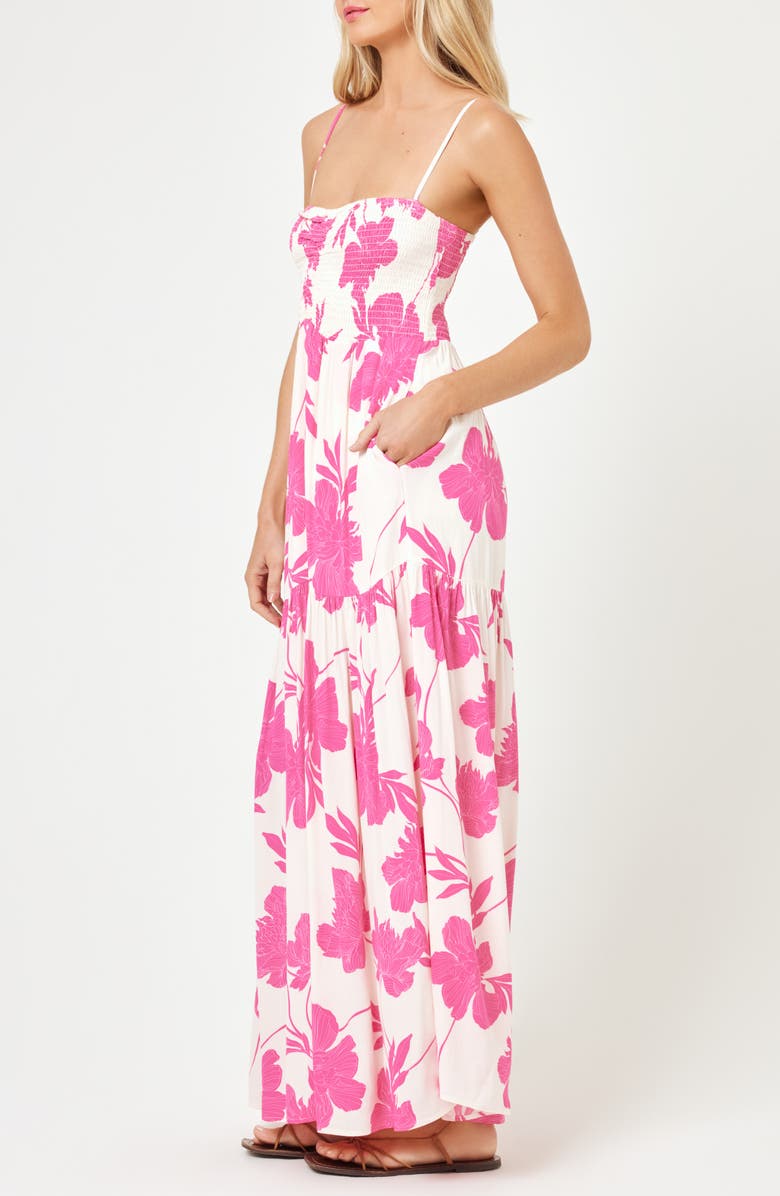 LSPACE Mallorca Smocked Cover-Up Maxi Dress, Alternate, color, 