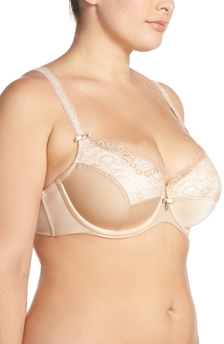 Curvy Couture Tulip Lace Balconette Bra, Alternate, color, Bombshell Nude