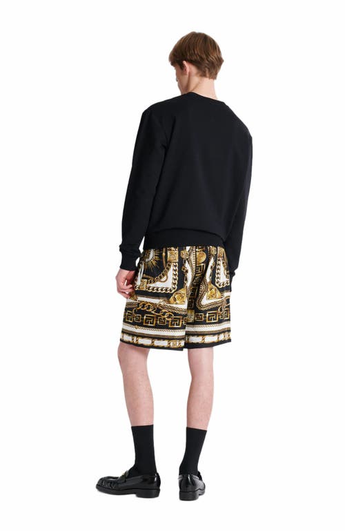 Balmain Crew Neck Sweater With Gold Button Detailing In Multi