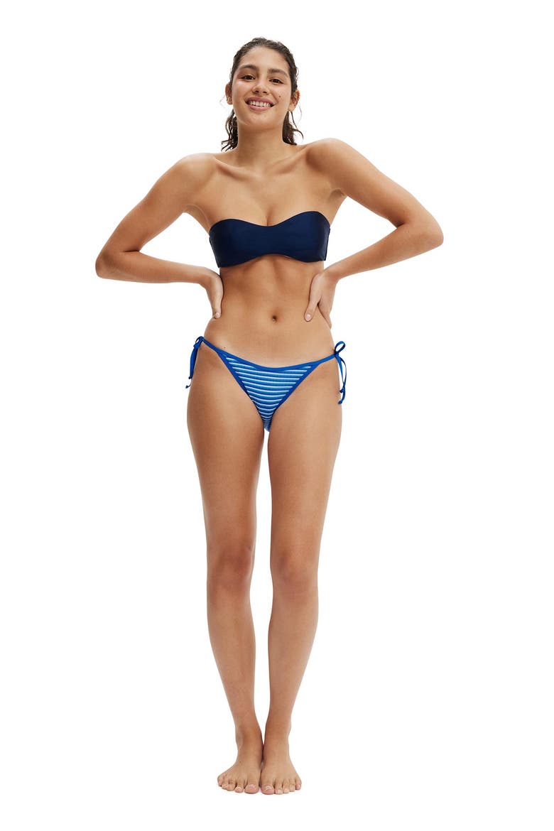 Women's Curved Bandeau Bikini Top, Alternate, color, Ocean Water Shimmer