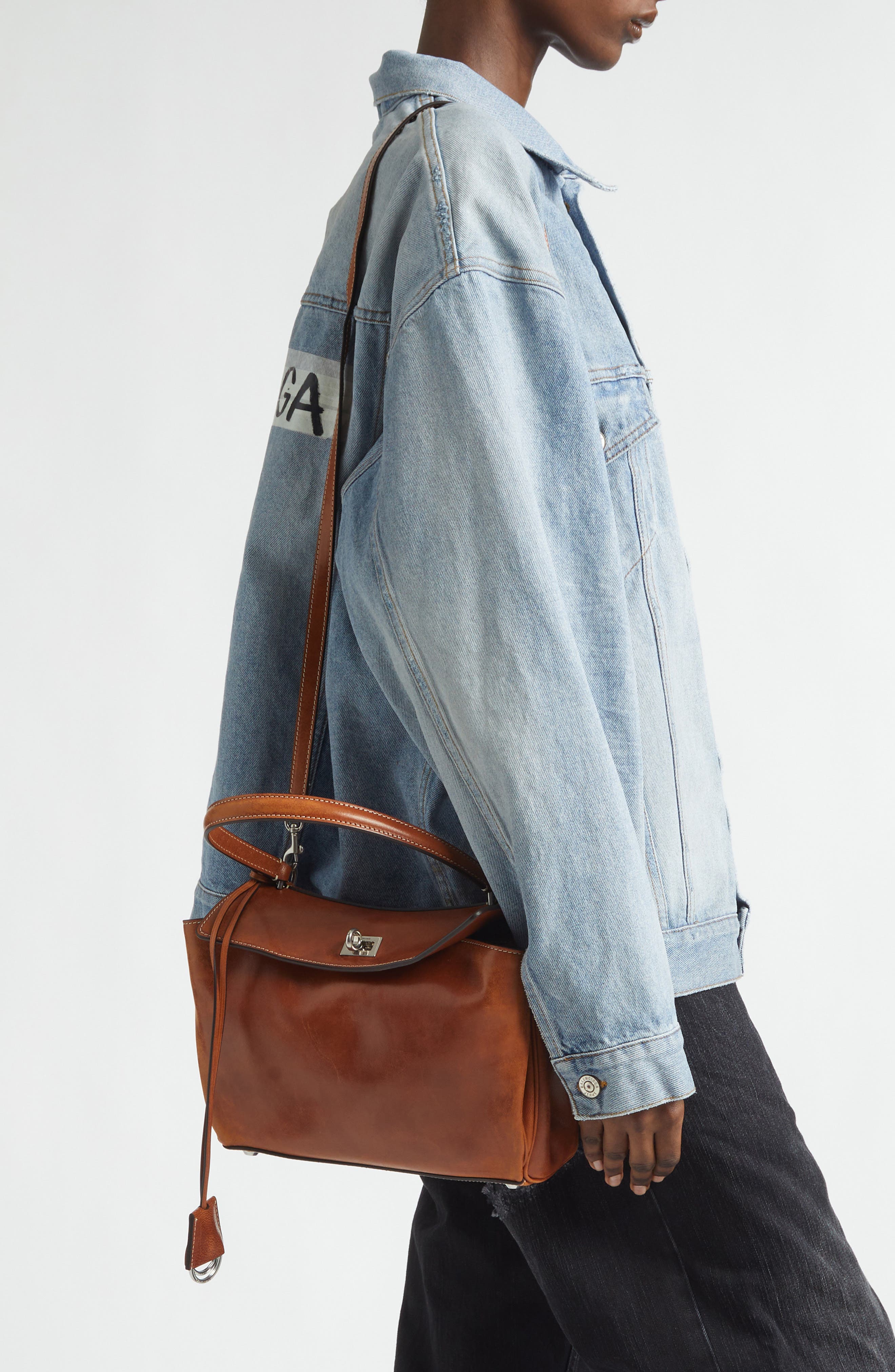 Balenciaga Small Rodeo Leather Top Handle Bag, Alternate, color, Tan