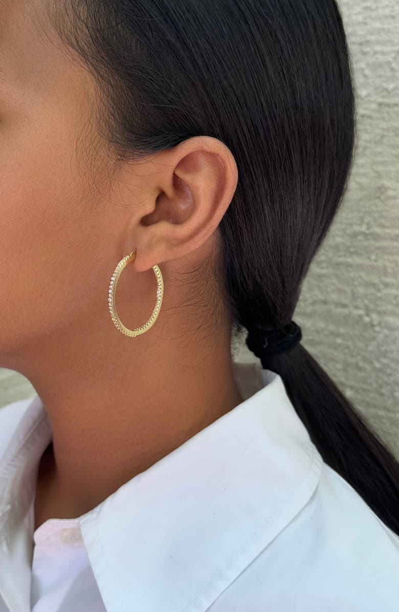 Adornia Set of 2 Cubic Zirconia Hoop Earrings, Alternate, color, Gold