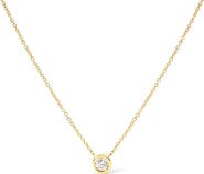 Haus of Brilliance 10K Yellow Gold 1/2 Carat Diamond Modern Bezel-Set Solitaire Pendant Necklace