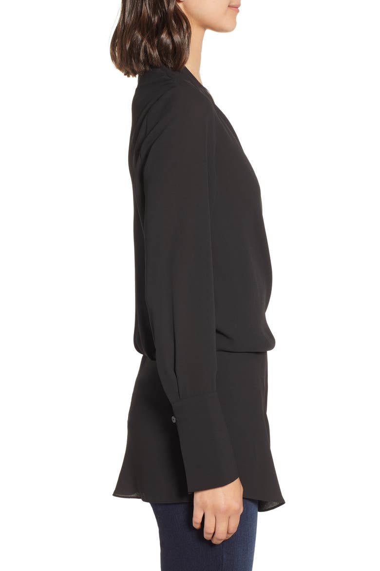 Chelsea28 Long Sleeve Wrap Blouse, Alternate, color, BLACK