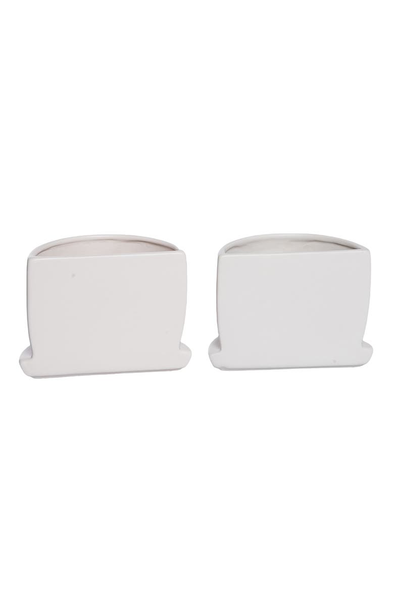 Dolomite Cream Planter Bookends Set of 2 White for Spring Garden Decor, Alternate, color, White