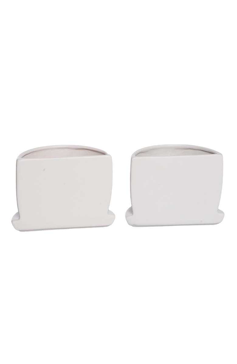 Transpac Dolomite Cream Planter Bookends Set of 2 White for Spring Garden Decor, Alternate, color, White