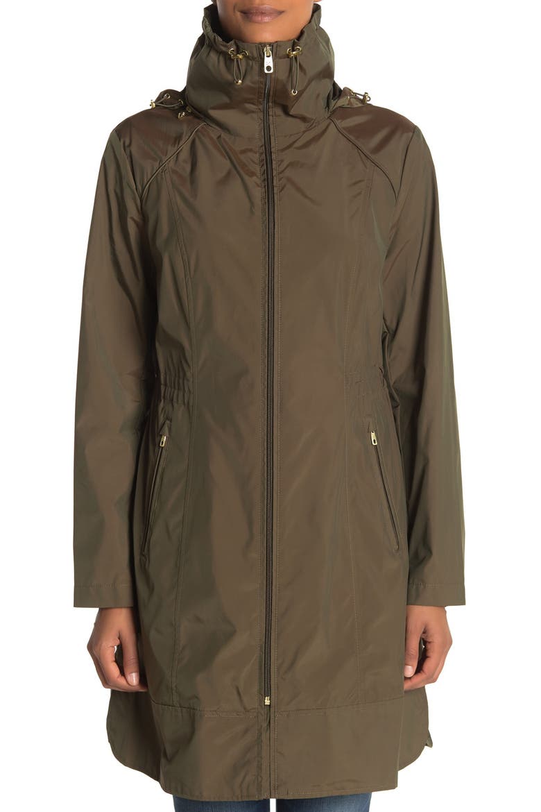 Packable Hooded Rain Jacket, Alternate, color, OLIVE