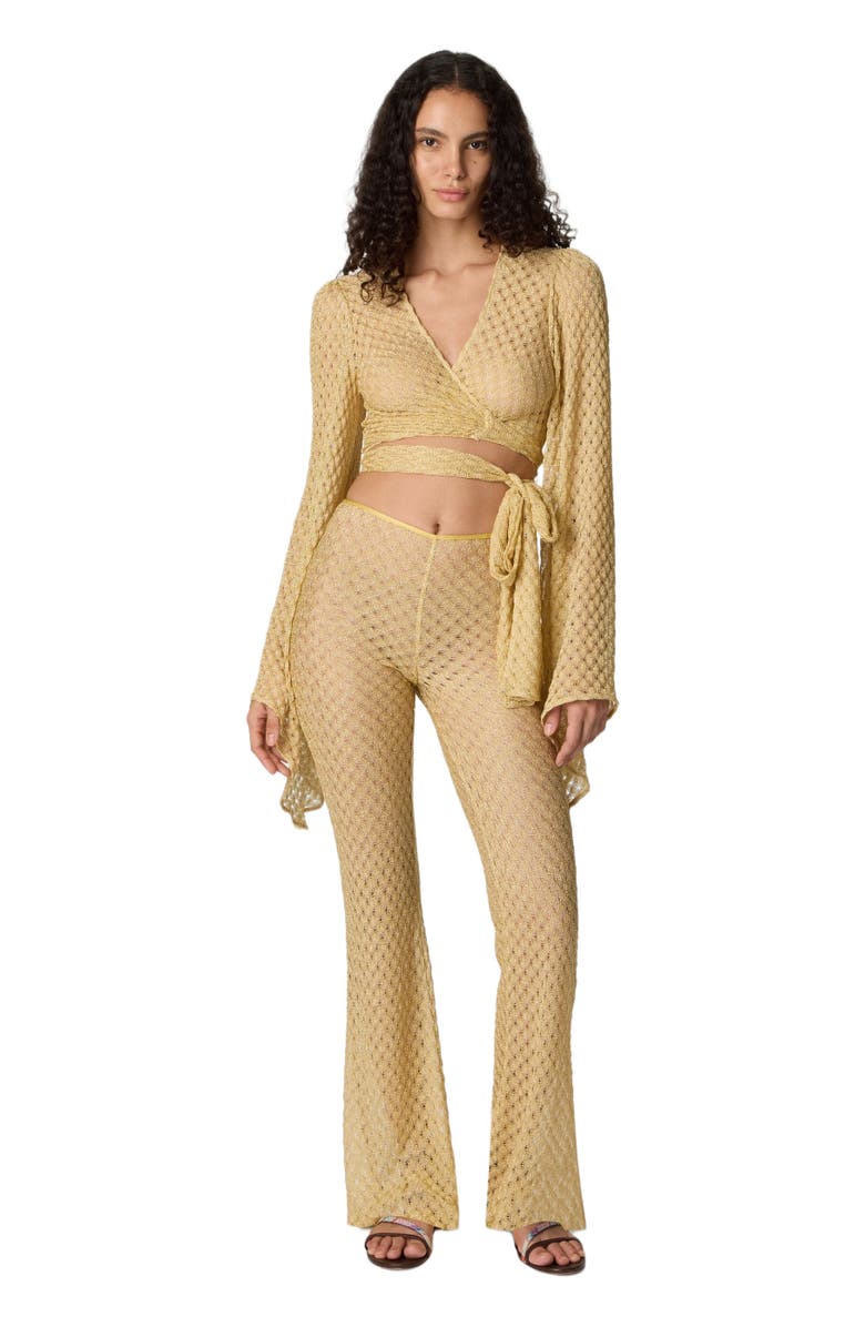 Missoni Flared Trousers In Lamé Viscose With Raschel Workmanship, Main, color, Gold