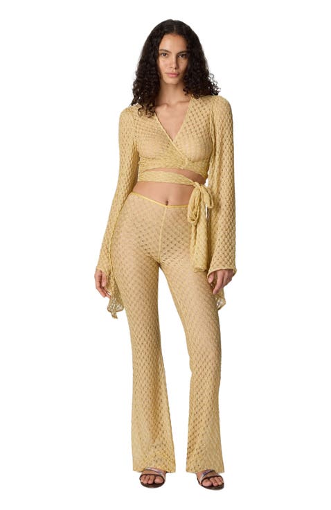 Flared Trousers In Lamé Viscose With Raschel Workmanship