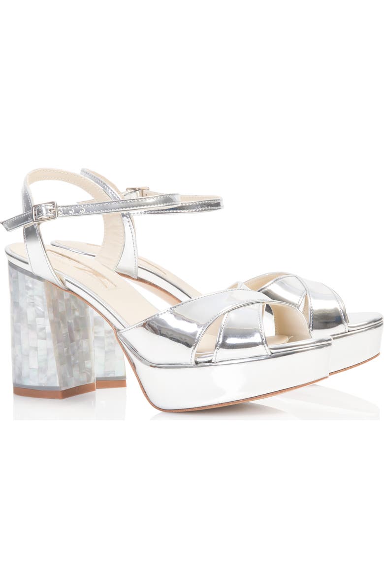Freya Rose Nova Ankle Strap Pearl Heel Sandal, Alternate, color, Silver