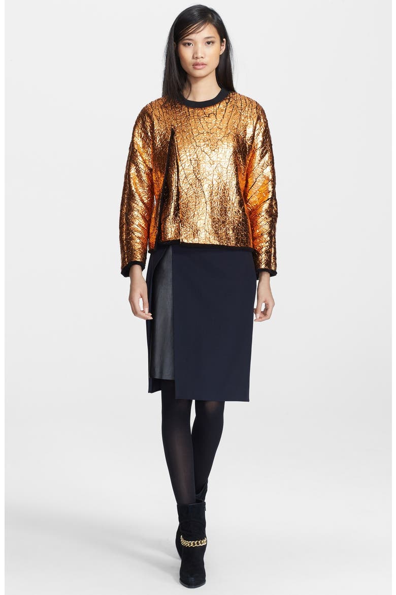 Crackle Coated Cutaway Sweatshirt, Alternate, color, COPPER/ BLACK