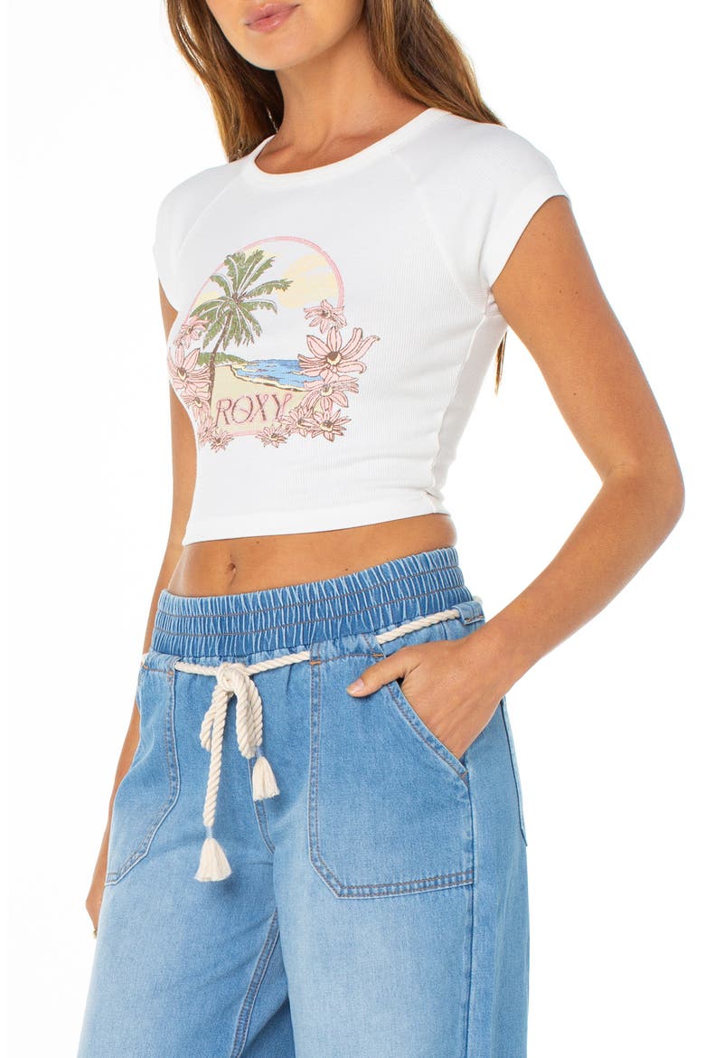 Beach Day Crop Graphic T-Shirt, Main, color, CLOUD DANCER