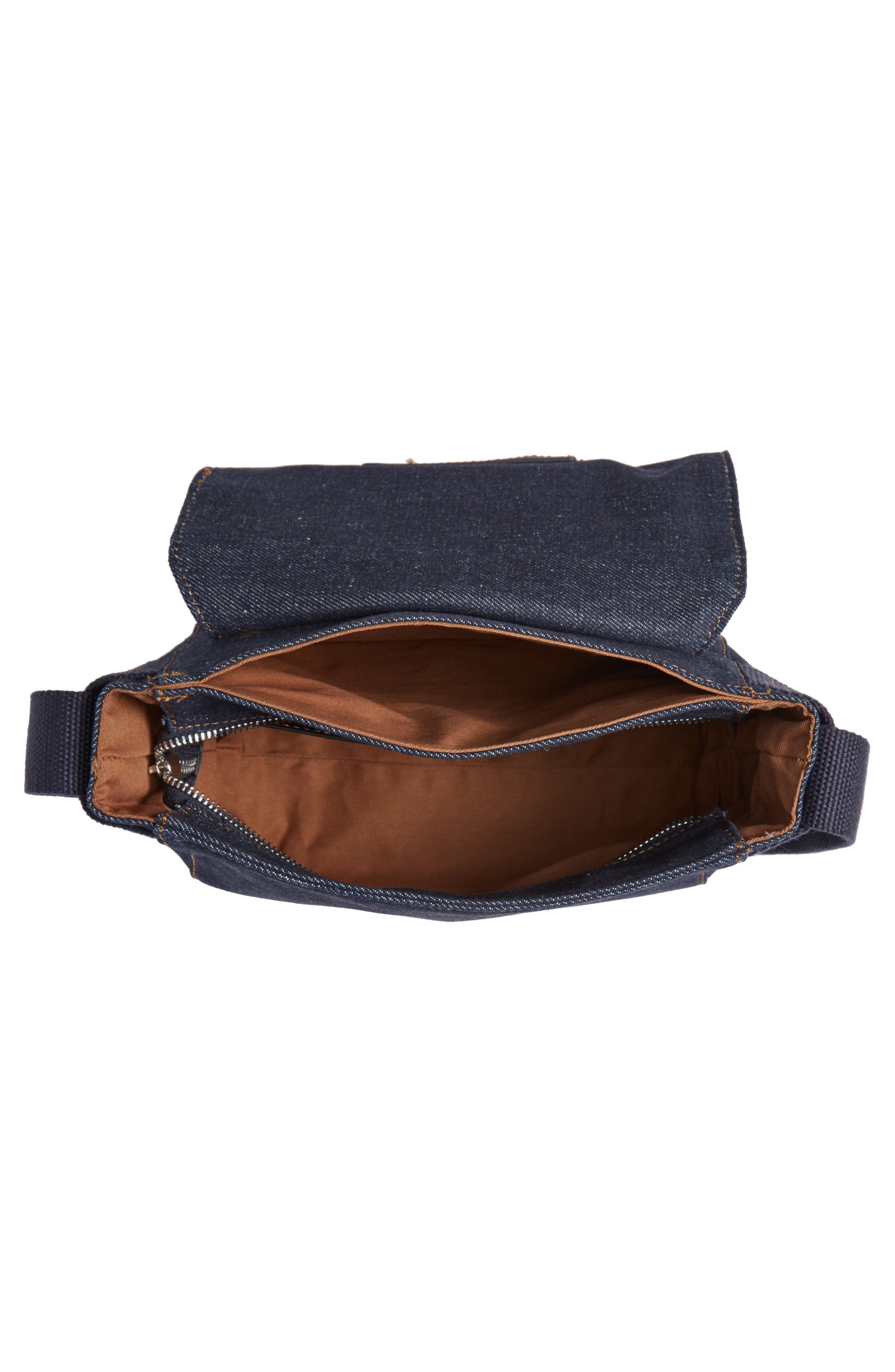 Zadig & Voltaire XS Ready Made Denim Canvas Messenger Bag, Alternate, color, 