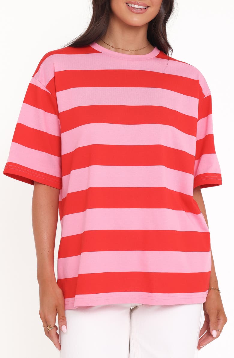 Petal & Pup Zestora Stripe T-Shirt, Main, color, Red Pink Stripe