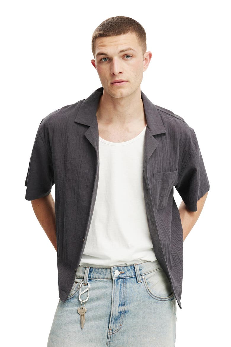 Men's Riviera Box Fit Short Sleeve Shirt, Main, color, Faded Slate