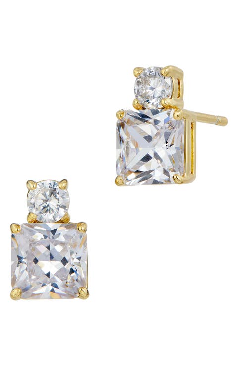 Cubic Zirconia Birthstone Stud Earrings