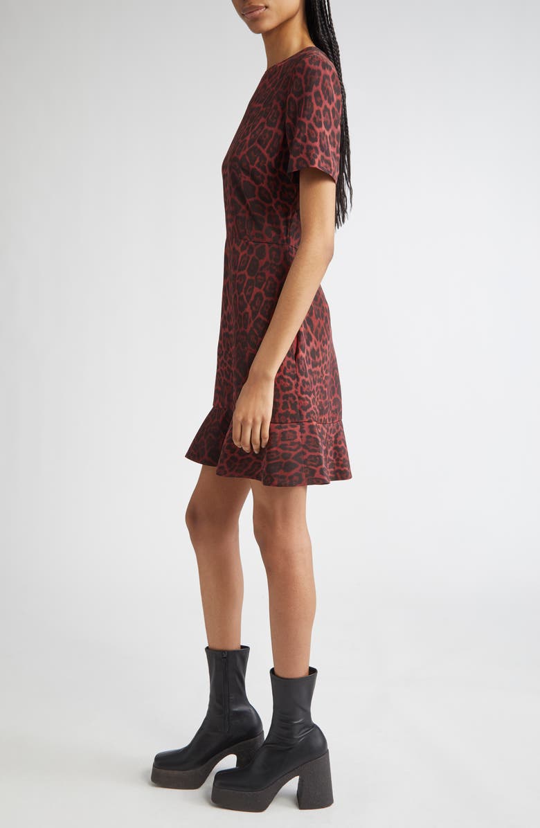 Stella McCartney Iconic Leopard Print Silk Minidress, Alternate, color, 6062 - Berry