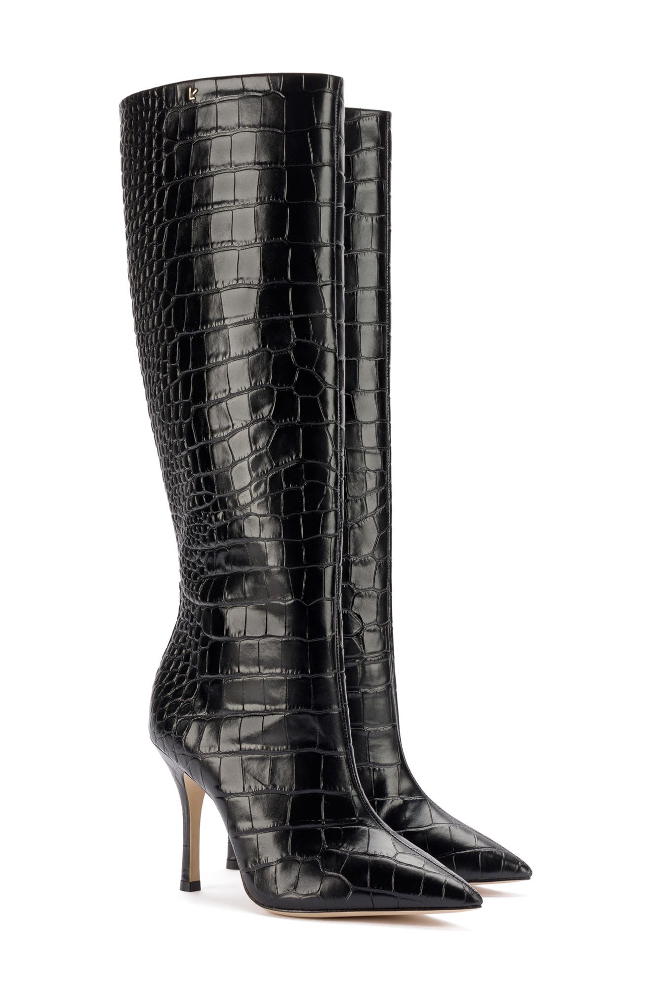Larroudé Kate Pointed Toe Knee High Boot, Main, color, 