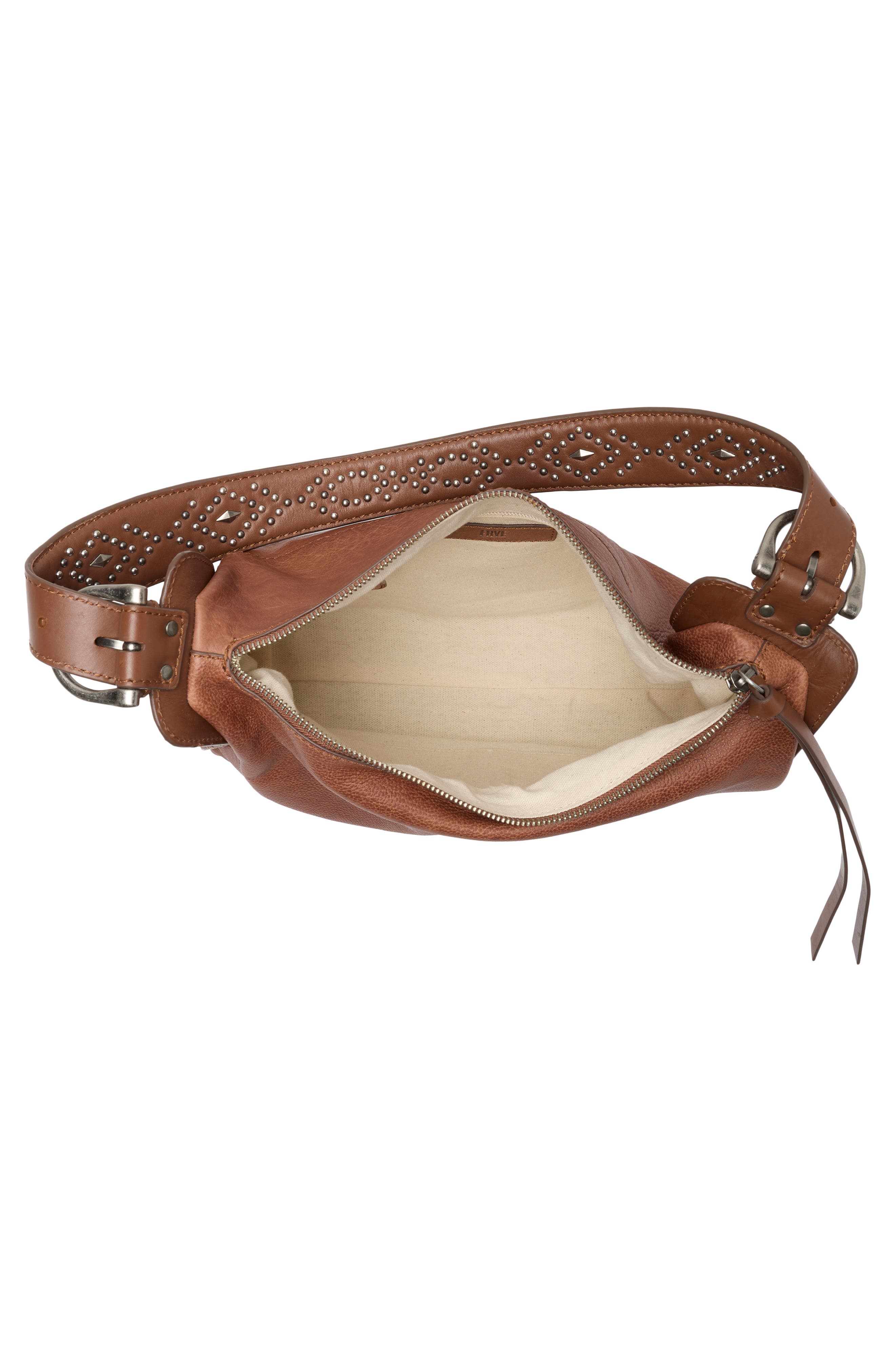 Carla Studded Shoulder Bag, Alternate, color, COGNAC