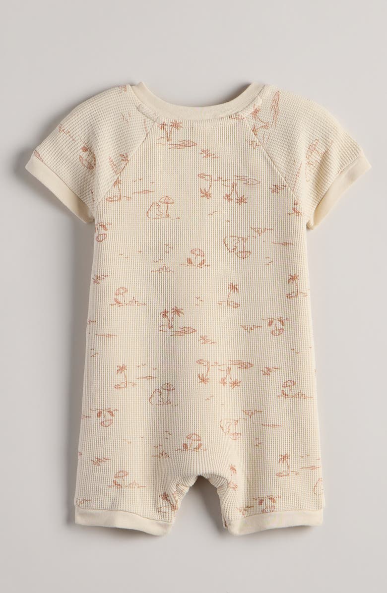 Nordstrom Waffle Knit Henley Romper, Alternate, color, Beige Swan Beach Bears