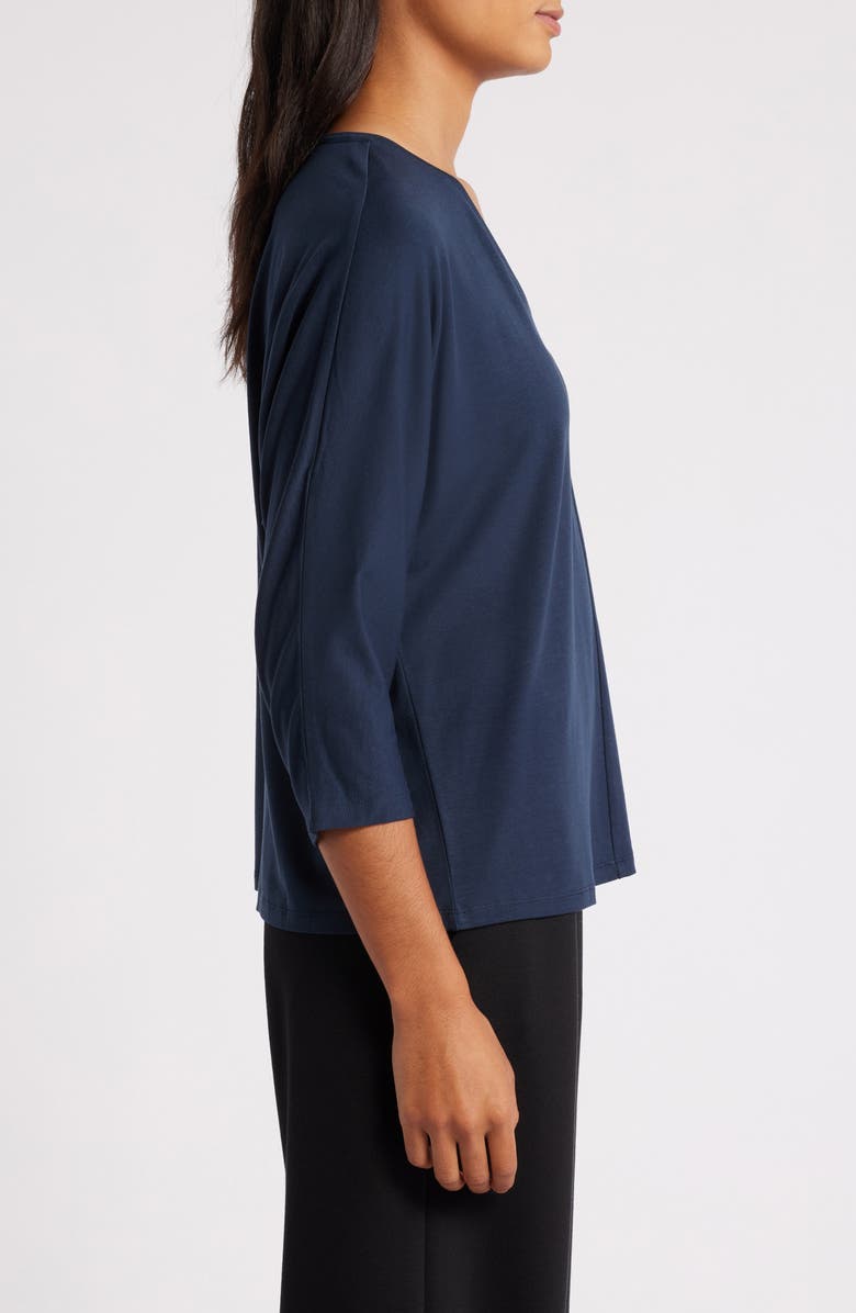 Eileen Fisher V-Neck Three-Quarter Sleeve Top, Alternate, color, Deep Adriatic