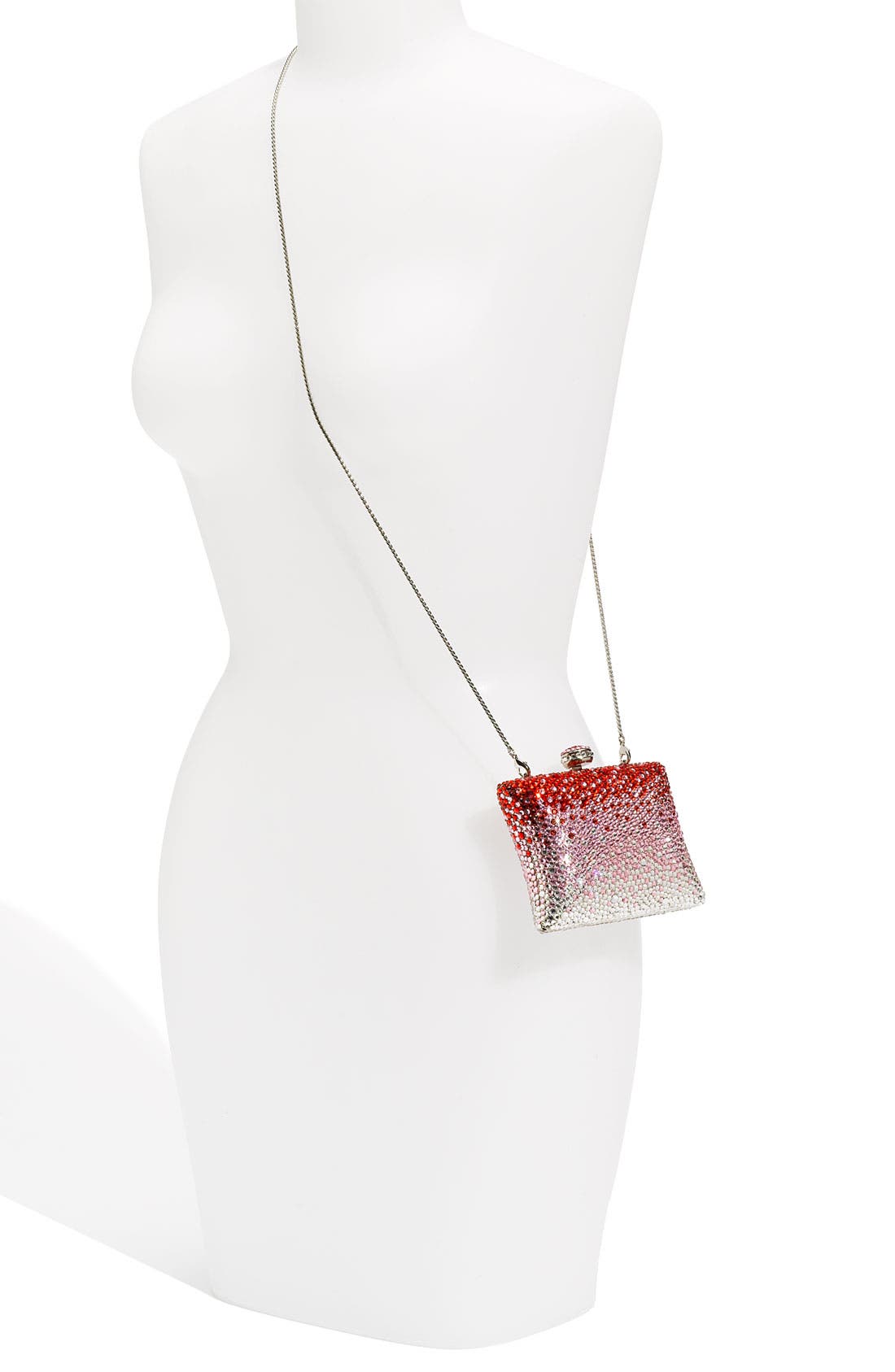 Natasha Couture Rhinestone Clutch, Alternate, color, RED/ PINK
