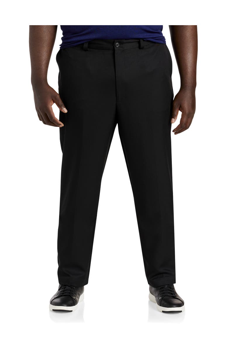 Oak Hill by DXL Big & Tall Microfiber Waist-Relaxer Pants, Main, color, Black
