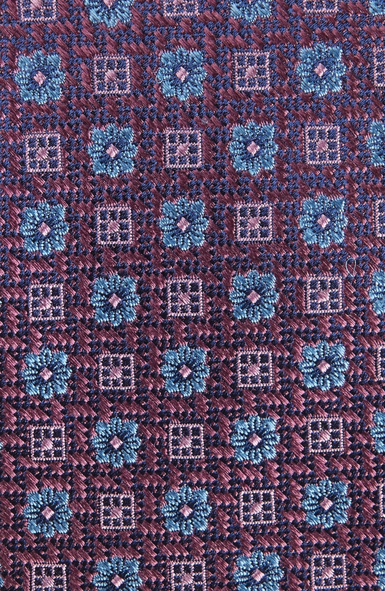 Nordstrom Montagna Neat Floral Medallion Silk Jacquard Tie, Alternate, color, Eggplant