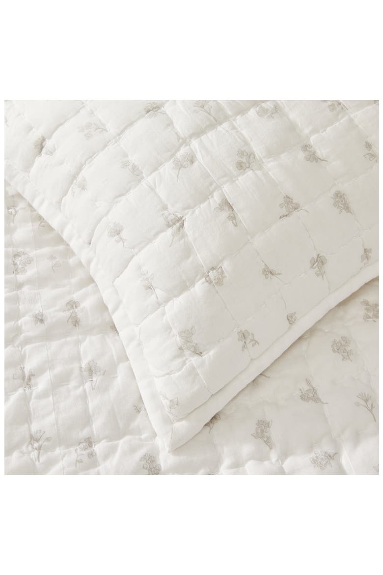 Lille Floral Quilted Cushion Cover, Alternate, color, WHITE/ GREY