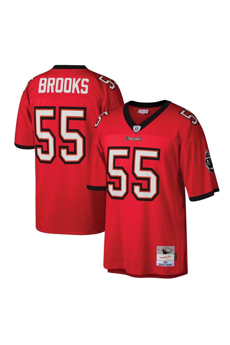 Men's Mitchell & Ness Derrick Brooks Red Tampa Bay Buccaneers Legacy Replica Jersey, Main, color, Red