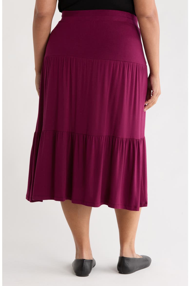Tiered Jersey Maxi Skirt, Alternate, color, BURGUNDY