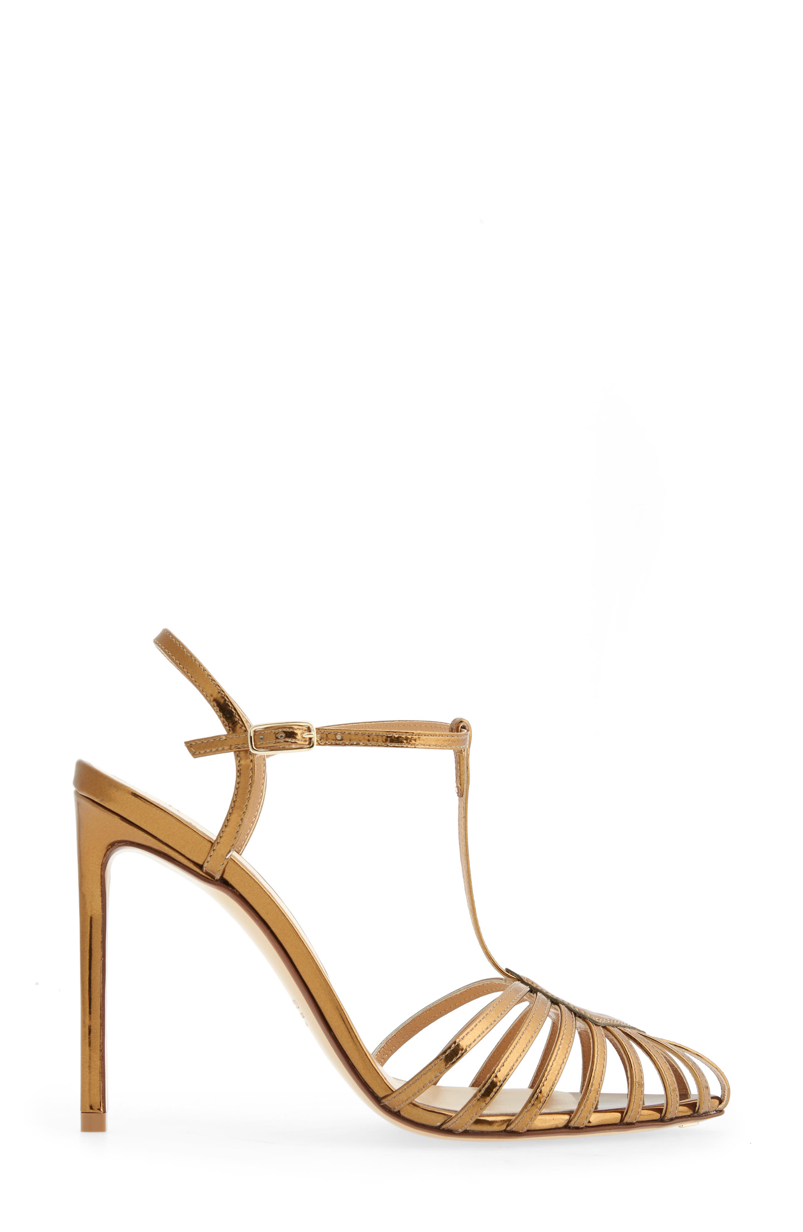 Francesco Russo T-Strap Metallic Stiletto Pump, Alternate, color, 
