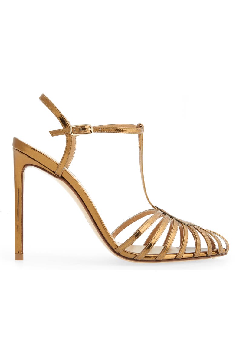 Francesco Russo T-Strap Metallic Stiletto Pump, Alternate, color,