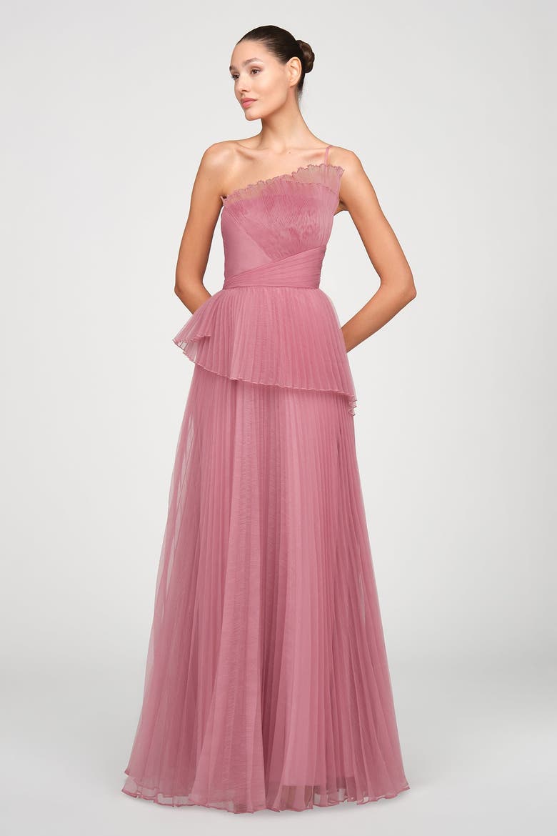 Delphine Pleated Organza Gown, Alternate, color, Dusk