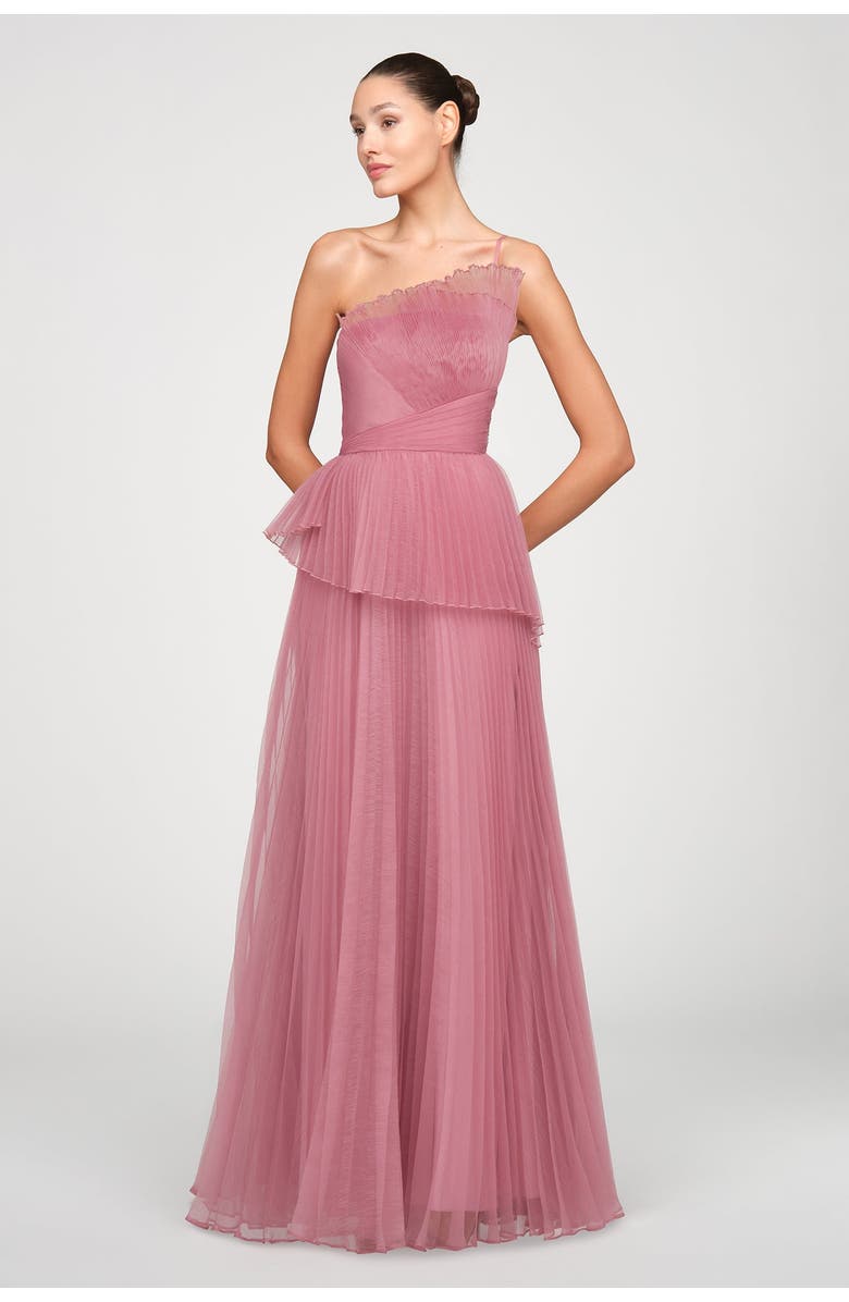 Theia Delphine Pleated Organza Gown, Alternate, color, Dusk