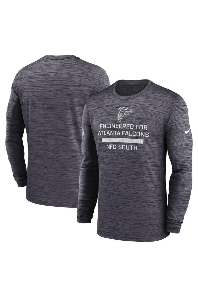 Men's Nike Charcoal Atlanta Falcons Sideline Velocity Performance Long Sleeve T-Shirt, Alternate, color, Charcoal