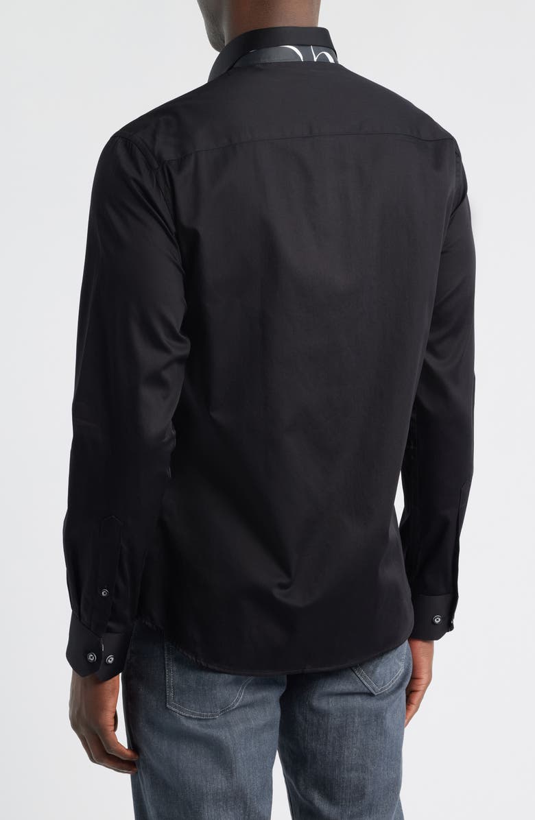 Siragusa Printed Silk Trim Dress Shirt, Alternate, color, Black