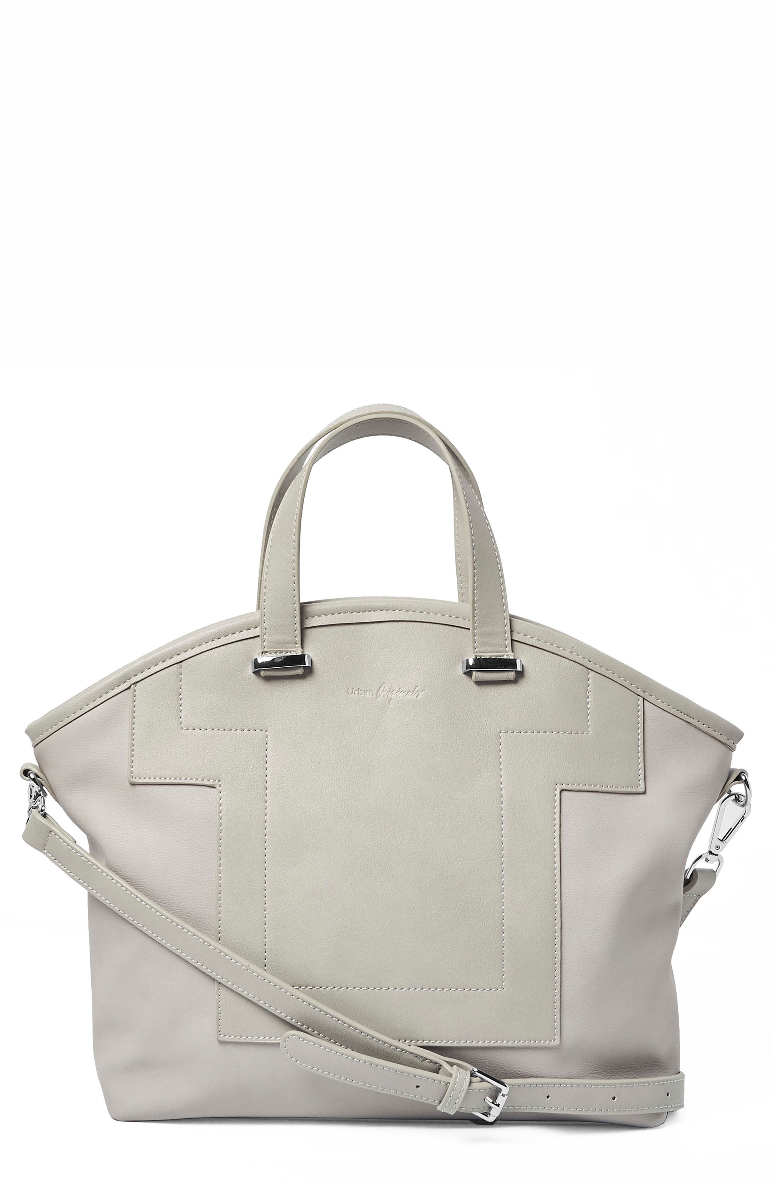 Your Moment Vegan Leather Satchel, Main, color, GREY