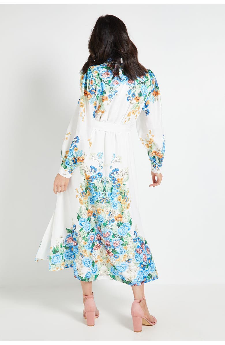 Wallis Floral Western Belted Midi Shirt Dress, Alternate, color, Ivory