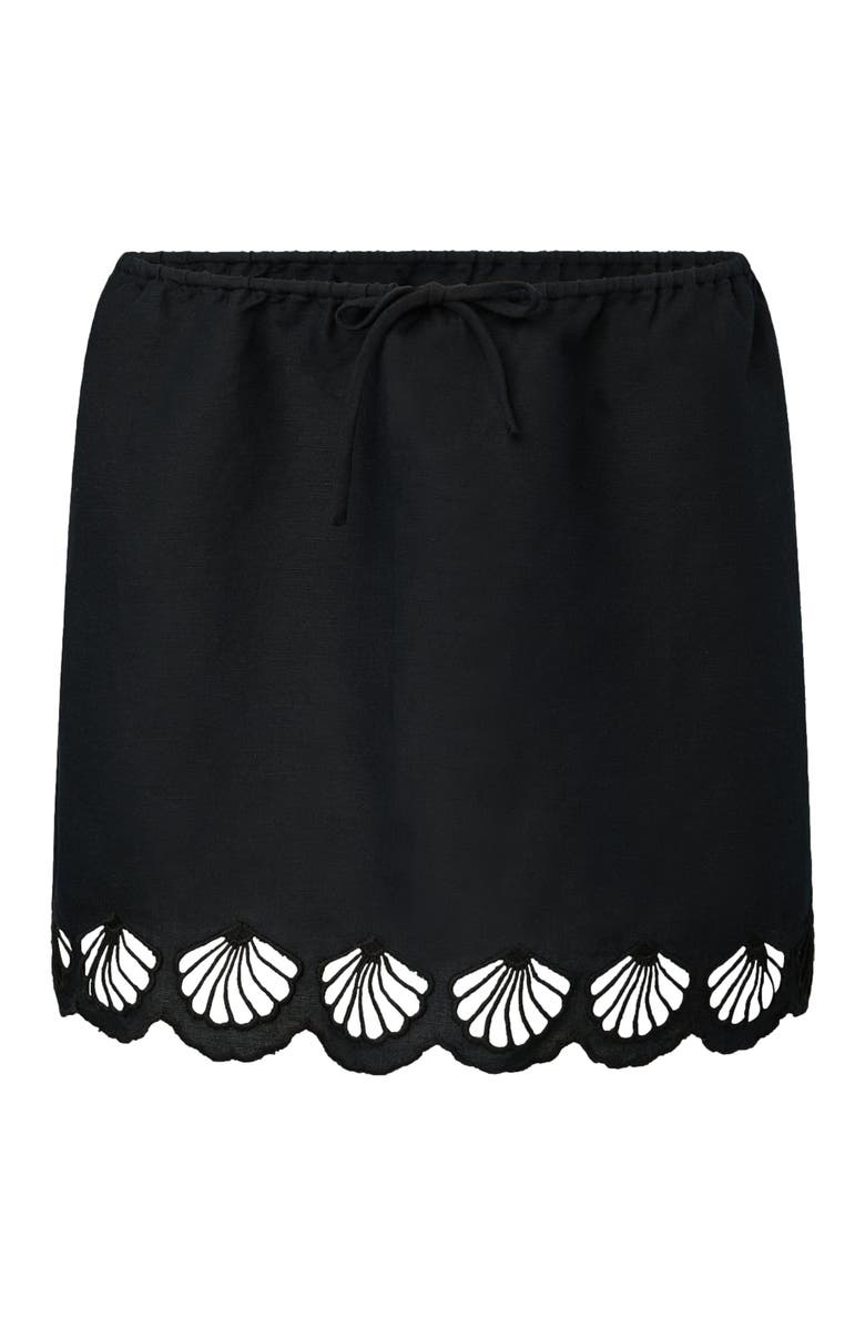 Onia Air Linen Scallop Mini Skirt, Alternate, color, Black