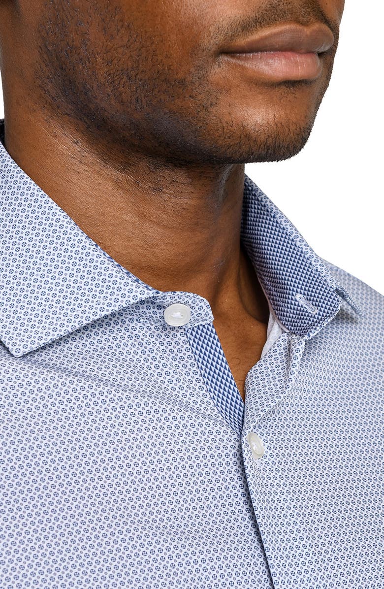 W.R.K Regular Fit Octagon Geo Performance Dress Shirt, Alternate, color, White/ Blue