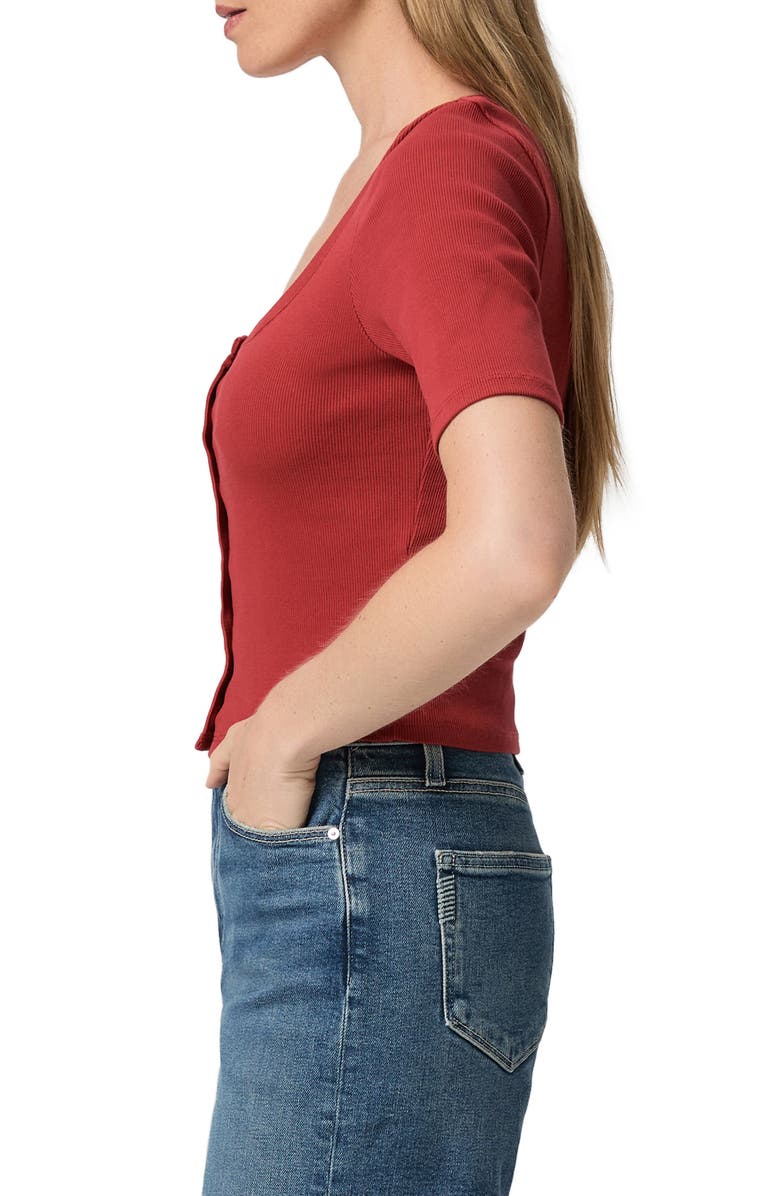 PAIGE Evette Short Sleeve Button-Up Sweater, Alternate, color, Carmine Red