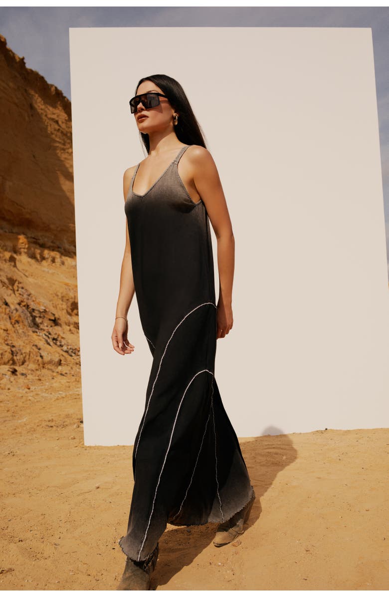 PCFG Free Heaven Acid Wash Long Dress, Alternate, color, Dark Gray