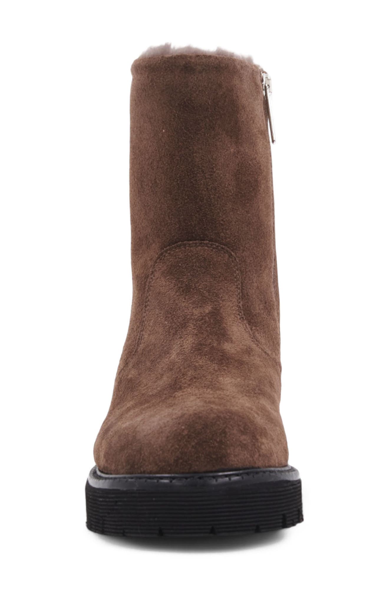 Eloise Genuine Shearling Lined Weatherproof Bootie, Alternate, color, TAUPE SUEDE